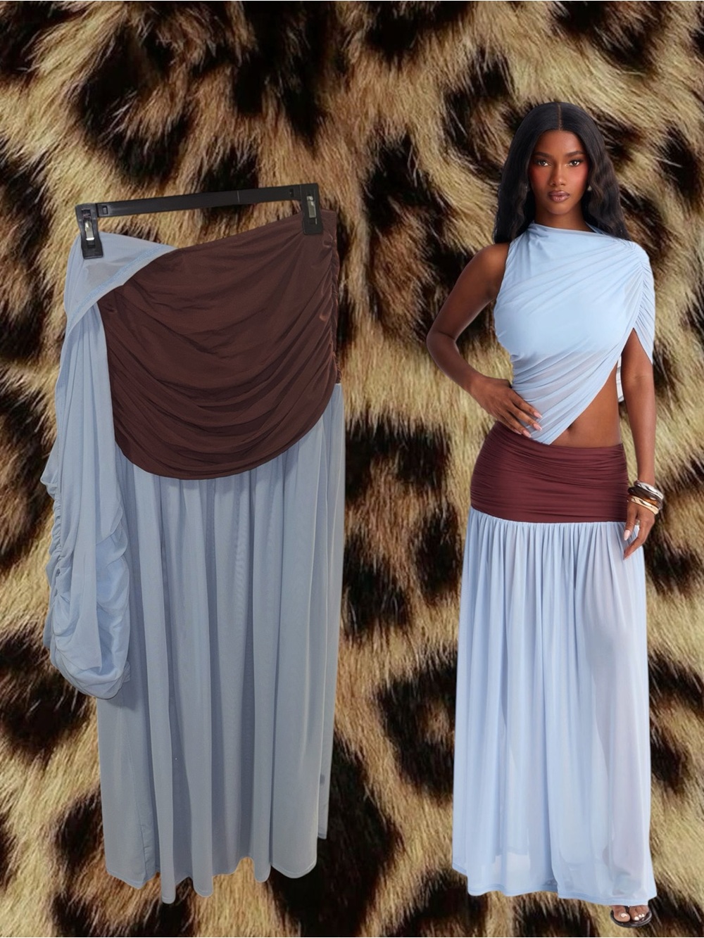 (SIZE L) Fashion Nova Delilah Draped Mesh Maxi Dress